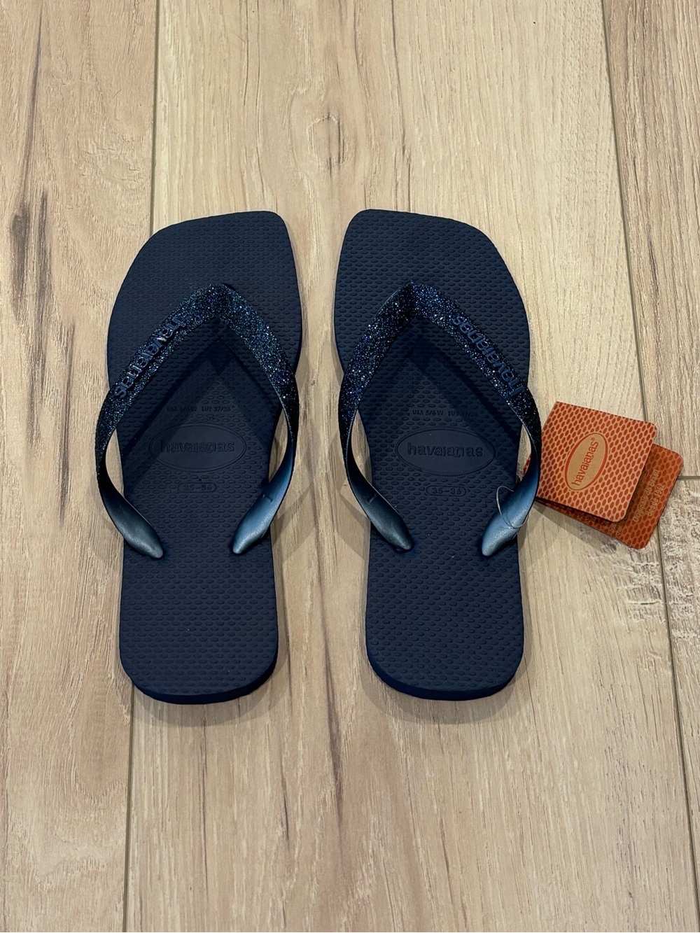Havaianas Navy Glittery Strap Flip Flops